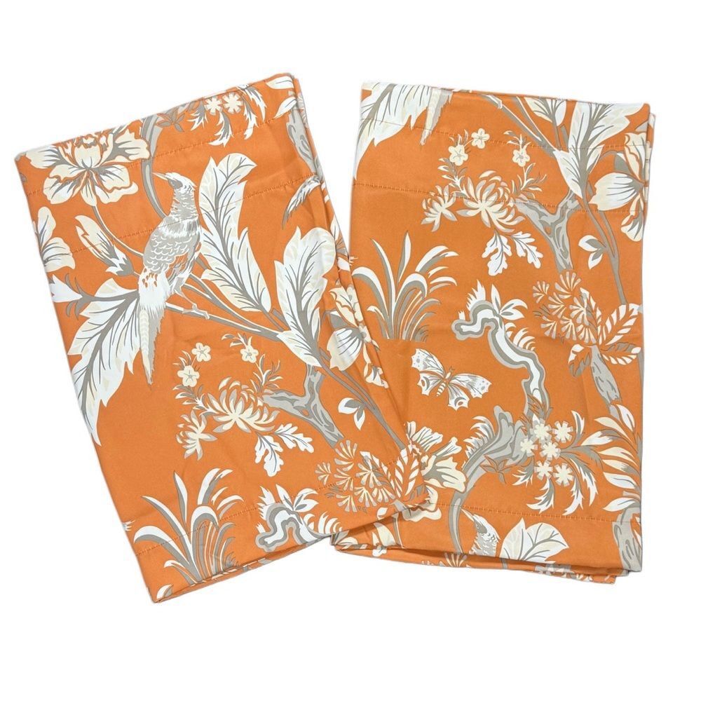 Lush Decor Dolores Light Filtering Orange Valances Birds & Floral Set of 2